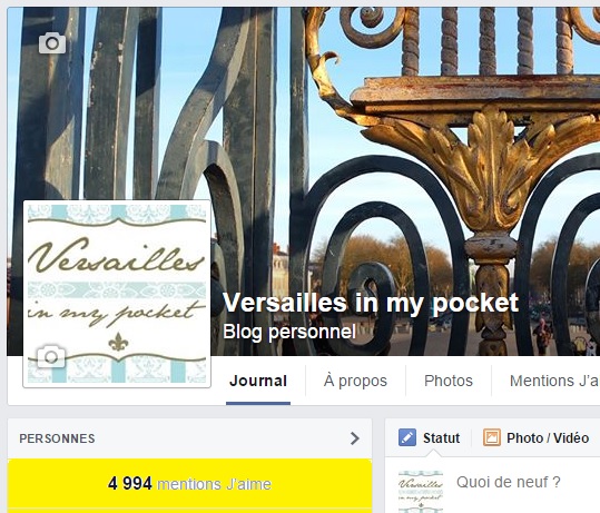 [VIMP] Presque 5 000 fans sur la page Facebook de Versailles in my pocket !