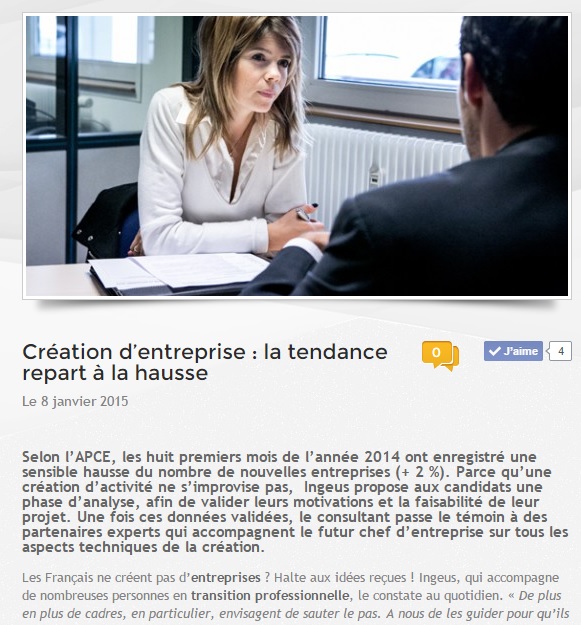 [Ingeus] Création d’entreprise : la tendance repart à la hausse